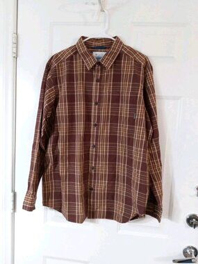 Columbia Sportswear Company Brown Plaid Flannel Button Up Shirt Men's Large